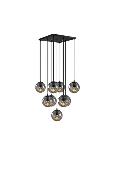 AmberLED Şık Cam Detaylı 9'Lu Sarkıt Avize Mutfak ve Salon İçin E27 Uyumlu