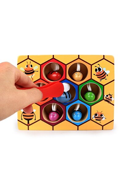 Toy Montessori Game for Developing Children's Fine Motor Skills - Catch the Bee with Tweezers and Place