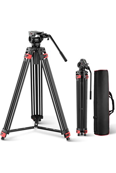 NEEWER 74" Video Tripod with Fluid Head, Heavy Duty Metal Tripod, TP37