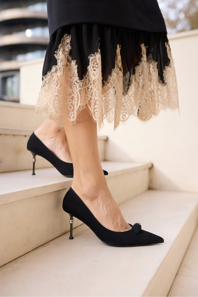 ANGELİNA JONES Morena Women's Black Snake Printed Stiletto