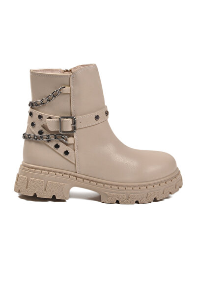 AYK'S Beige Zippered Children's Boots with Fleece Inside Dante F
