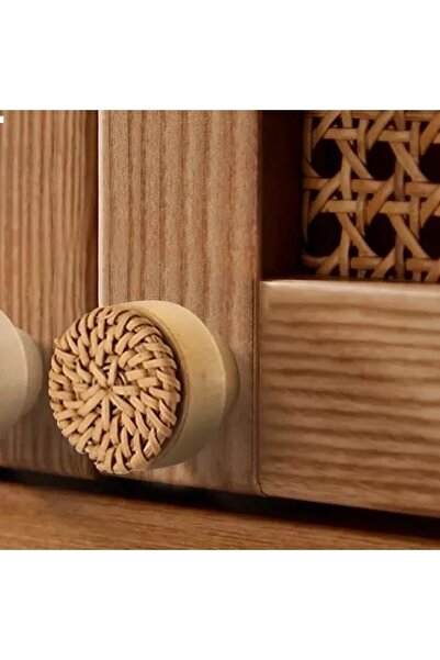 NATUREL DEKOR Rattan Wood Round Handle, Cabinet Drawer Handle, Bamboo, Wicker, Nordic, Bohemian, Modern
