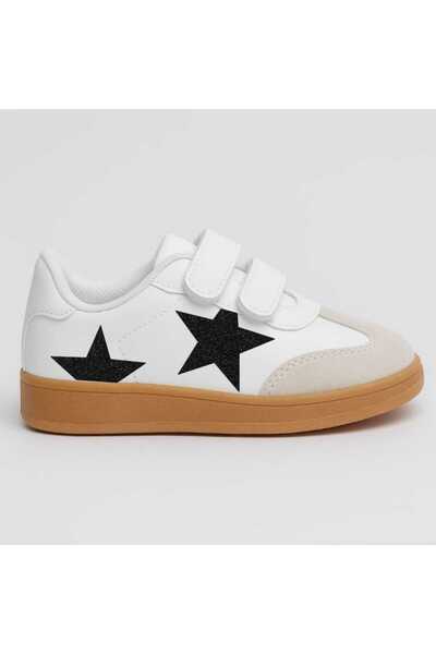 amazoondesing Pantofi sport pentru fete Black Black Star cu imprimeu cu bandă