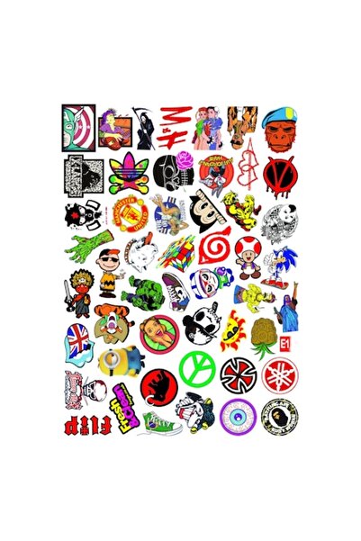 OEM Set de 100 de autocolante din vinil E12, impermeabile, 3,8-10 cm, multicolore