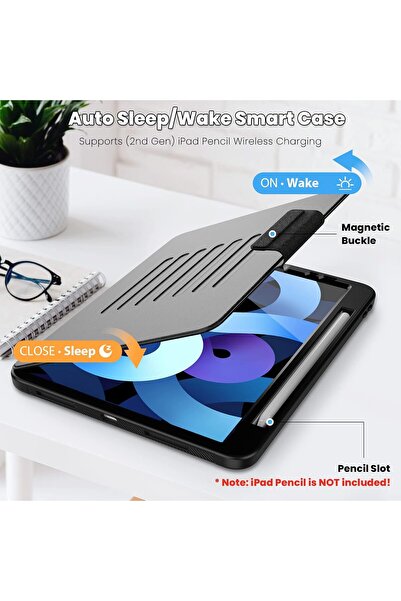 SEYMAC stock Case for iPad Air 5th/4th & iPad Pro 11, 10.9" Shockproof Smart Case, Black