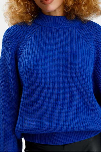 Figo Pulover din tricot cu mâneci raglan cu gât rotund