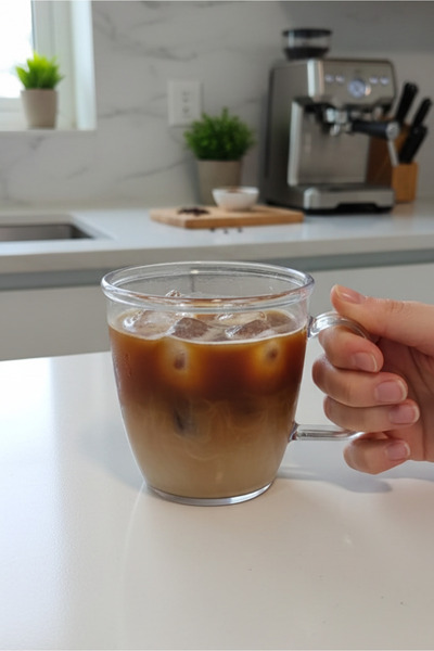 Orvila Set of 6 Transparent Mica Cups with Handles Mica Cup Set