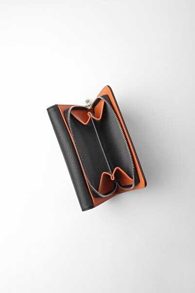 CENGİZ PAKEL Medium Size Magnetic Women's Wallet/Portfolio – 65302 - Black/Tile