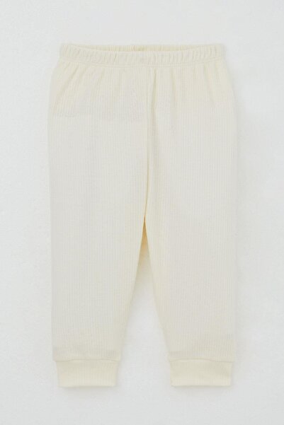 Breeze Baby Girl Pajama Set with Shoulder Pads, Ruffled Collar, Letter Embroidery, 4 Months-1 Year Old, Cream