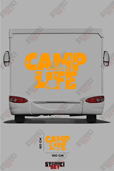 STİCKERCI BEY ملصق مطبوع بنمط خيمة التخييم على شكل عربة متنقلة