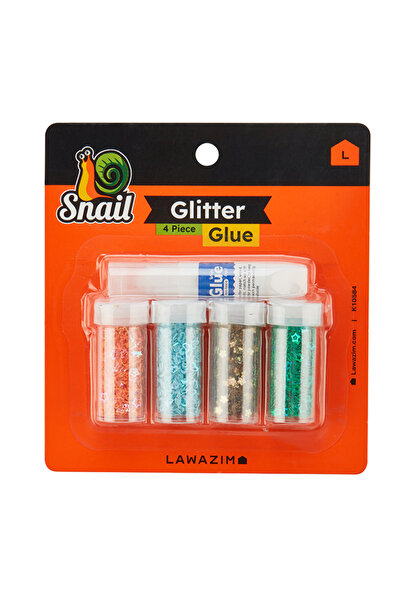 Lawazim Snail Glitter Glue 4pcs - Rainbow Craft Glue Stick Set