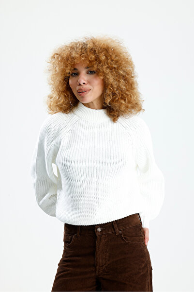 Figo Pulover din tricot cu mâneci raglan cu gât rotund