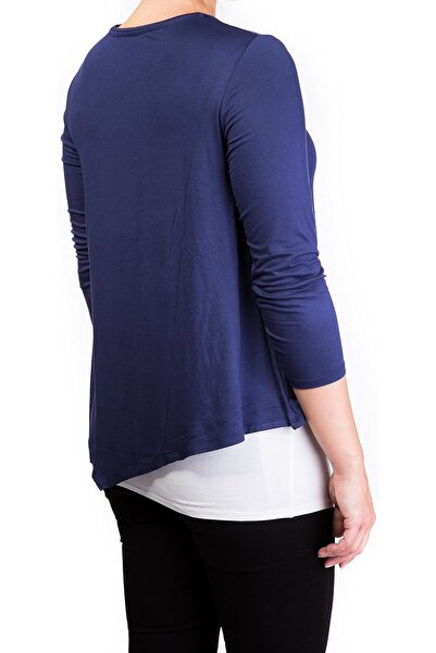 Mama basics Double Layer Maternity & Nursing Top - Medium, Navy Cream