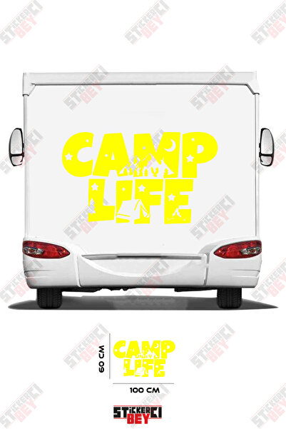 STİCKERCI BEY ملصق مطبوع بنمط خيمة التخييم على شكل عربة متنقلة