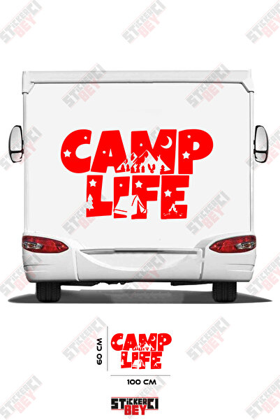 STİCKERCI BEY ملصق مطبوع بنمط خيمة التخييم على شكل عربة متنقلة