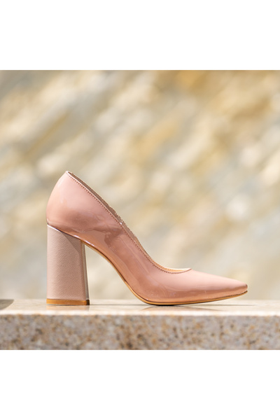 CONDUR by alexandru Women's Shoes With Thick Heels Victoria Nude Lacquer - 36