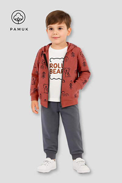 HK HOPKİDS Set de iarnă cu modele geometrice pentru băieți, 3 piese set