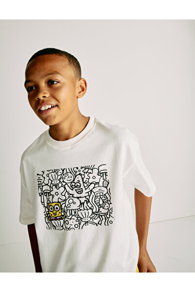 Marks & Spencer Saf Pamuk SpongeBob x Doodle Boy T‑Shirt (2‑16 Yaş)