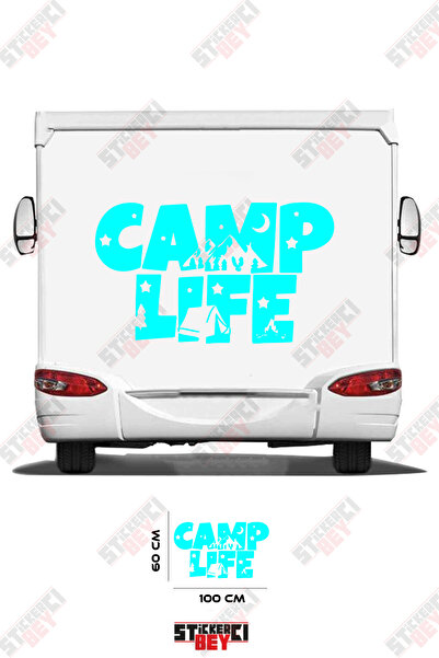 STİCKERCI BEY ملصق مطبوع بنمط خيمة التخييم على شكل عربة متنقلة