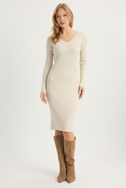 HomeStore Triko Simli V Yaka Elbise