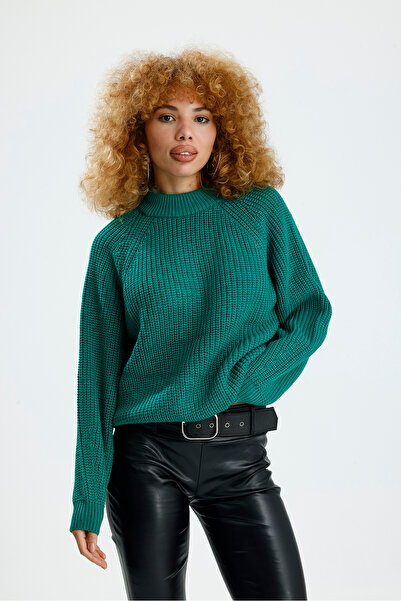 Figo Πλεκτό πουλόβερ με στρογγυλή λαιμόκοψη Raglan με ραβδώσεις