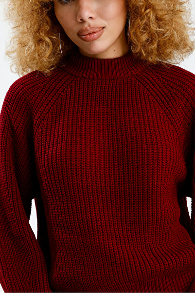 Figo Round Neck Raglan Sleeve Ribbed Knitwear Sweater
