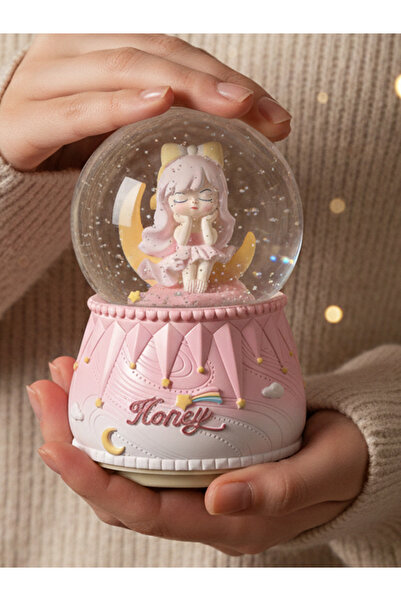 moryconcept Mutlu Kız Temalı Işıklı Müzikli Püskürtmeli Büyük Boy Kar Küresi ...