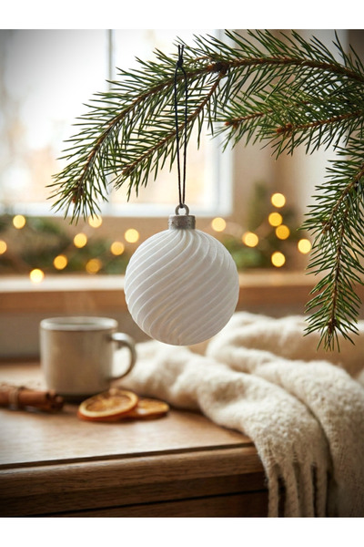 Anka Atolye 6'lı Yılbaşı Ağacı Süsü Seti / Spiral Yılbaşı Ağaç Topu Süsü 3D B...