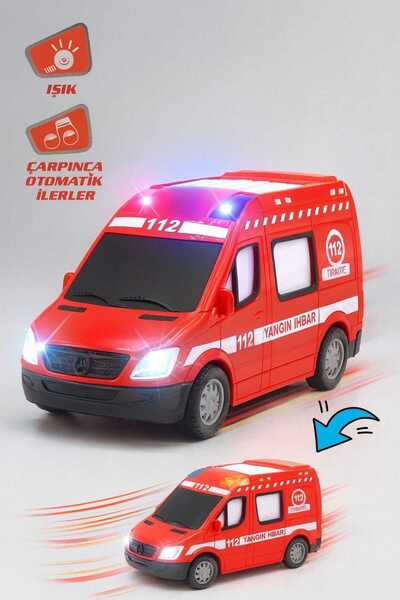 Fidan oyuncak Otomatik Hareket Eden Işıklı Müzikli Acil Servis Minibüsü