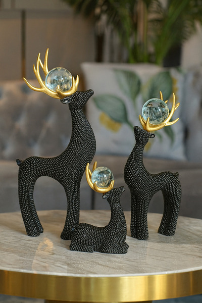 sahane & bazaar 3’lü geyik küre dekor & aksesuar