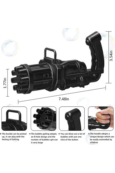 Generic EMOCCI Gatling Bubble Gun Bubble Machine - 8-Hole Electric Bubble Maker (Black)