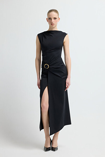 adL Yırtmaç Detaylı Örme Elbise