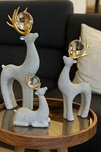 sahane & bazaar 3’lü geyik küre dekor & aksesuar