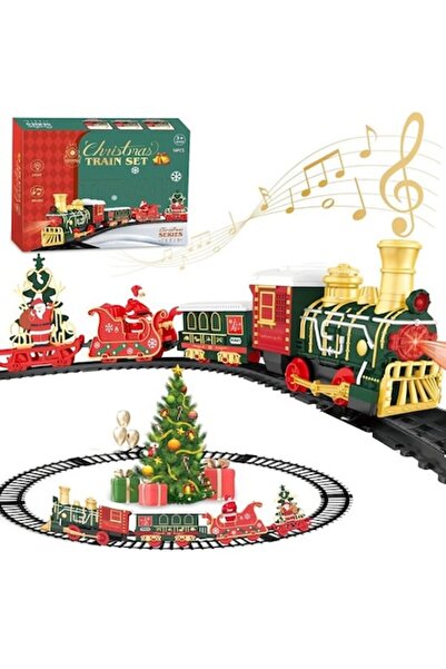 OEM Christmas electric train set with lights and music, toy with Santa's sleigh and tree, for children