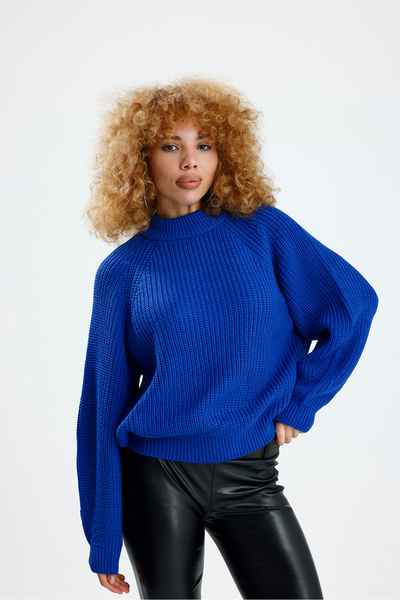 Figo Pulover din tricot cu mâneci raglan cu gât rotund