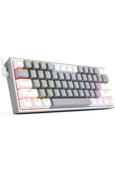 REDRAGON K617 Fizz 60% Wired RGB Gaming Keyboard, 61-Key (Linear RED Switch) - Grey/White