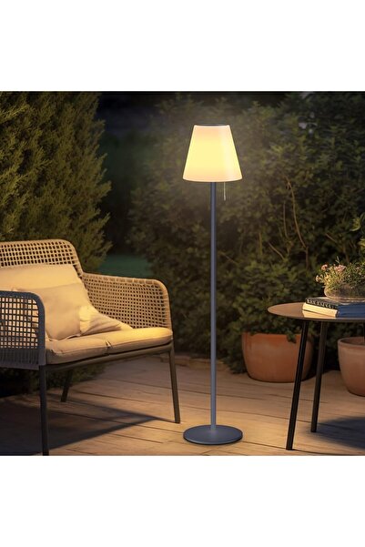 NO BRAND Lampă de podea solară pentru exterior, alb cald + RGB 8 culori, reîncărcabilă USB, IP44, 100 cm, gri