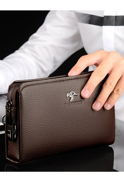Generic Men's Clutch Bag Leather Long Purse Password Money Bag Business Wristlet Phone Wallet Male Casual