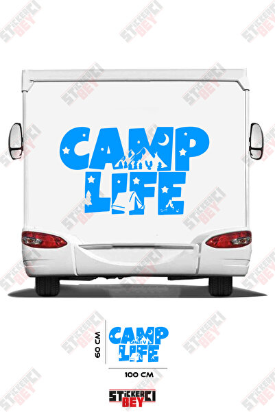 STİCKERCI BEY ملصق مطبوع بنمط خيمة التخييم على شكل عربة متنقلة