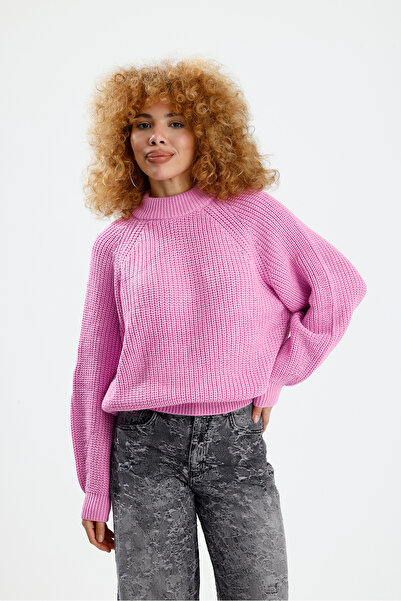 Figo Πλεκτό πουλόβερ με στρογγυλή λαιμόκοψη Raglan με ραβδώσεις