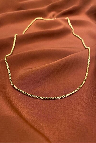 Si moda Erkek İnce Örme Model Klasik Zincir Paslanmaz Çelik Gold Renk Kolye