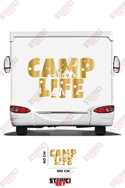 STİCKERCI BEY ملصق مطبوع بنمط خيمة التخييم على شكل عربة متنقلة