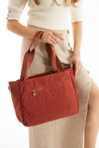 MEGA ÇANTA Women's Shoulder Bag Klinkir Interior and Exterior Textured Quality Workmanship and Three Compartments