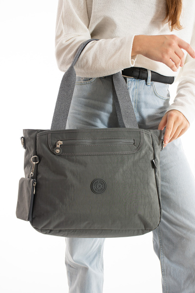 MEGA ÇANTA Women's Shoulder Bag Klinkir Interior and Exterior Textured Quality Workmanship and Three Compartments