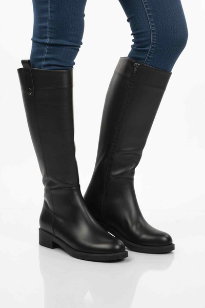 AYAKMOD Crne čizme sa patentnim zatvaračem za žene Postavljeno flisom 224578 Z