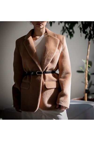 Lavanta Tekstil Jachetă blazer din pluș cu centură