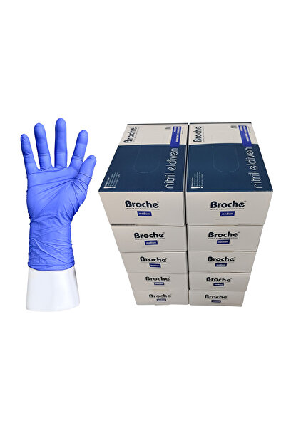 Broche PUDRASIZ KOBALT MAVİ NİTRİL ELDİVEN M BEDEN 10'LU PAKET