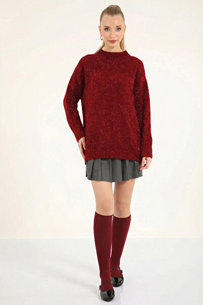 Suede Style 51114 - Stylish Comfortable Silvery Women's Knitwear Long Sweater