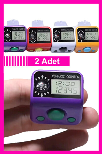 Bundera 2 Gift Rings with Chanting Compass 5 Digit Digital Counter Chanting Prayer Beads Mevlüt Gift
