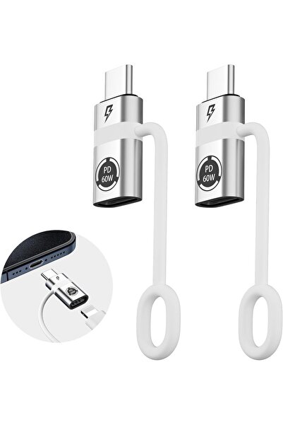 NALACAL 2 Pcs Lightning-to-USB-C Adapter, 60W Fast Charge & 480Mbps Data, Silver